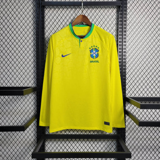 Brésil Maillot Domicile 2022/23 Coupe du Monde Manche Longue