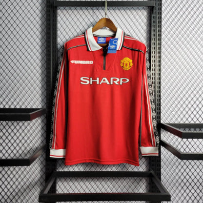 Camiseta Manchester United Retro 1998 1999 Manga Larga